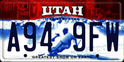 UT license plate A949FW
