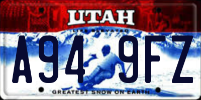 UT license plate A949FZ