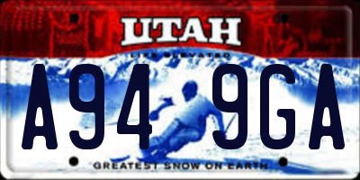 UT license plate A949GA