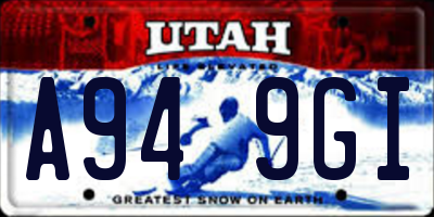 UT license plate A949GI