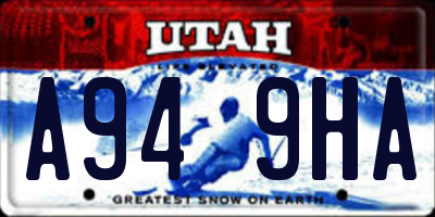UT license plate A949HA