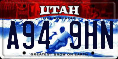 UT license plate A949HN