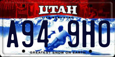 UT license plate A949HO