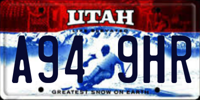 UT license plate A949HR