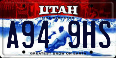 UT license plate A949HS