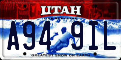 UT license plate A949IL