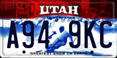 UT license plate A949KC