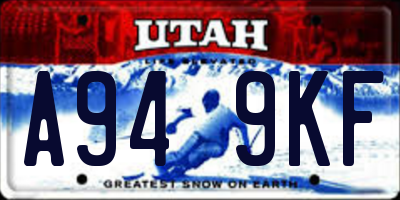 UT license plate A949KF