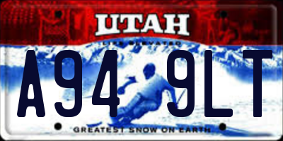 UT license plate A949LT