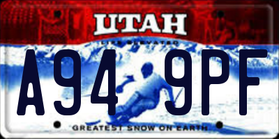 UT license plate A949PF