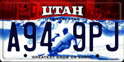 UT license plate A949PJ