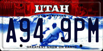 UT license plate A949PM
