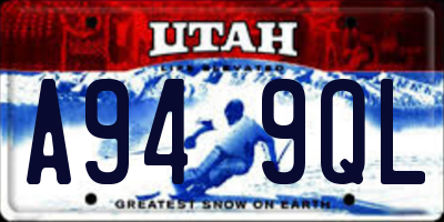 UT license plate A949QL