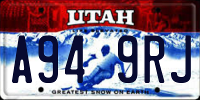 UT license plate A949RJ