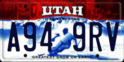 UT license plate A949RV