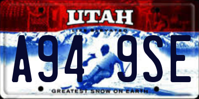 UT license plate A949SE