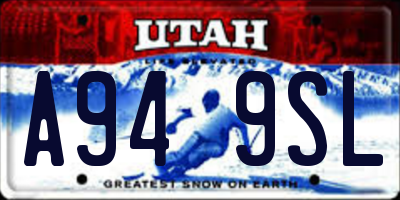 UT license plate A949SL