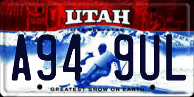 UT license plate A949UL
