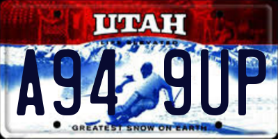 UT license plate A949UP