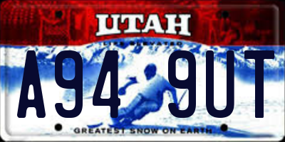 UT license plate A949UT
