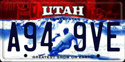 UT license plate A949VE