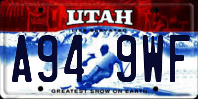 UT license plate A949WF