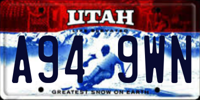 UT license plate A949WN