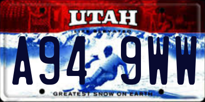 UT license plate A949WW