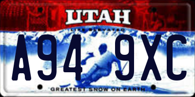 UT license plate A949XC