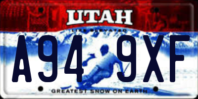 UT license plate A949XF