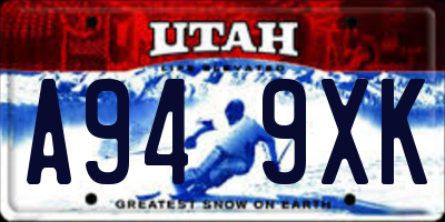 UT license plate A949XK