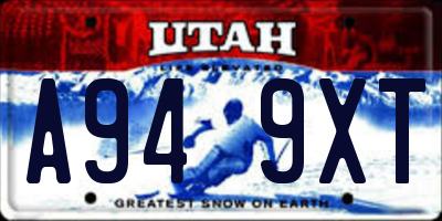 UT license plate A949XT