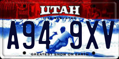 UT license plate A949XV