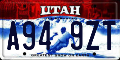 UT license plate A949ZT