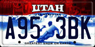 UT license plate A953BK