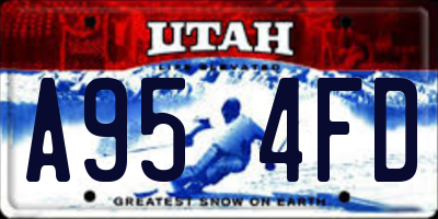 UT license plate A954FD
