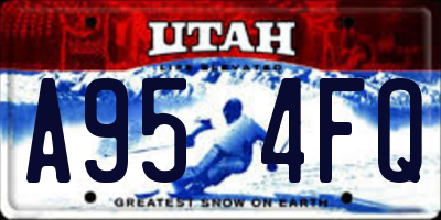 UT license plate A954FQ