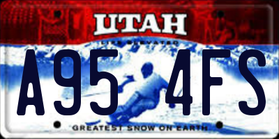 UT license plate A954FS