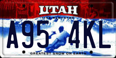 UT license plate A954KL
