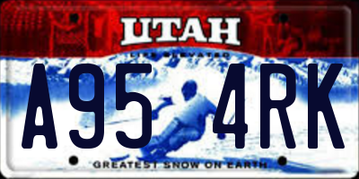 UT license plate A954RK