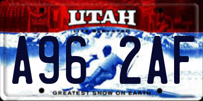 UT license plate A962AF