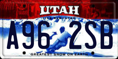 UT license plate A962SB