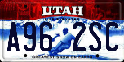 UT license plate A962SC