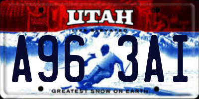 UT license plate A963AI
