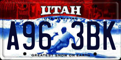 UT license plate A963BK