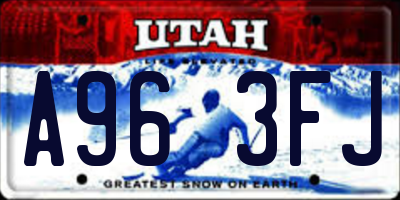 UT license plate A963FJ