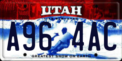 UT license plate A964AC