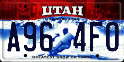 UT license plate A964FO