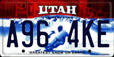 UT license plate A964KE
