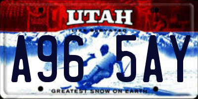 UT license plate A965AY